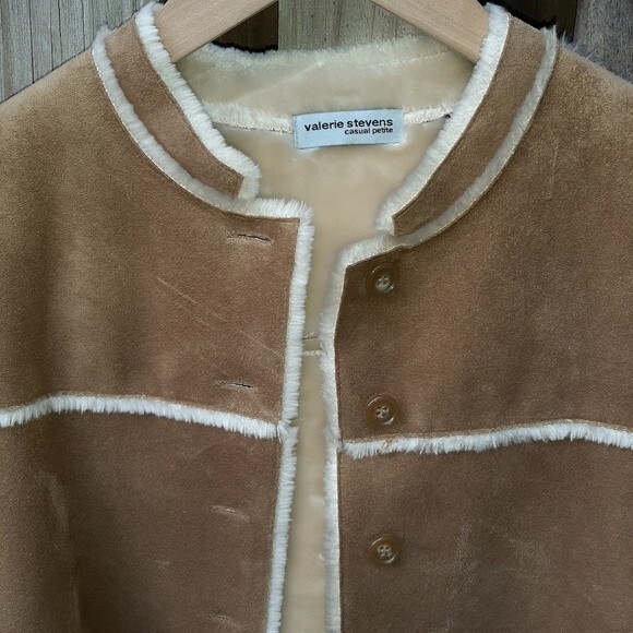 Valerie Stevens Vest Faux Suede Fully Lined Penny Lane Sleeveless Jacket Size LP - Picture 6 of 13